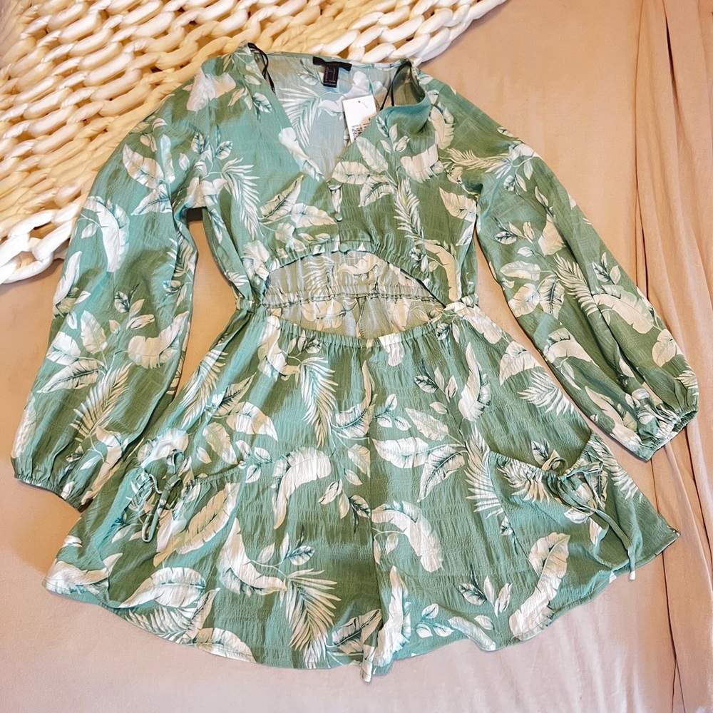 Tropical Leaf Print Romper Size Large